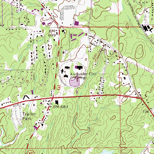Topographic Map of Alexander City State Junior College Dam, AL