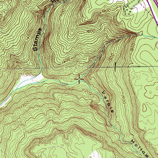 Topographic Map of Verble Branch, TN