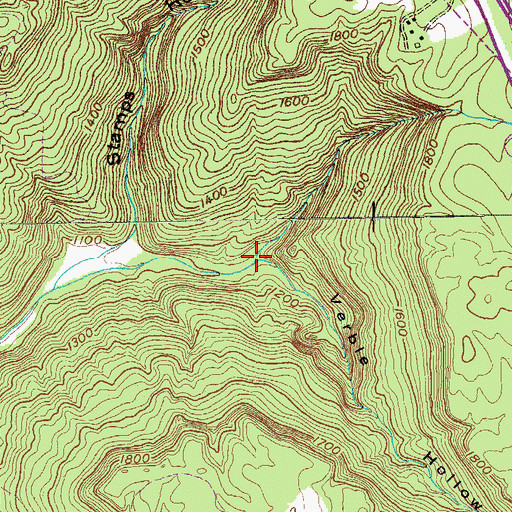 Topographic Map of Verble Branch, TN