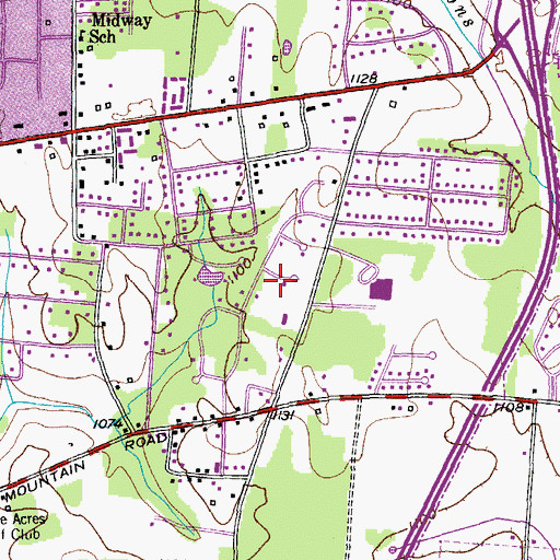 Topographic Map of Village Green, TN