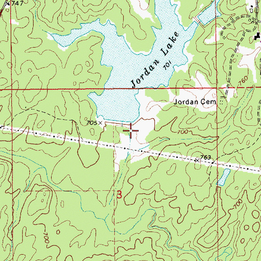 Topographic Map of Ann Jordan Lake Dam, AL