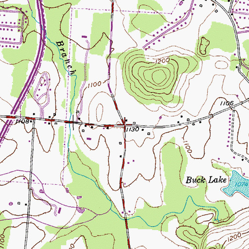 Topographic Map of White Plains, TN