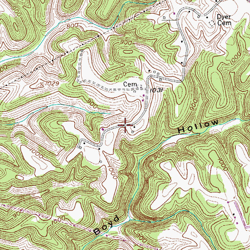 Topographic Map of Dyer Ridge, TN