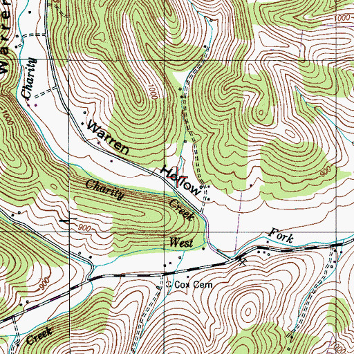 Topographic Map of Carter Hollow, TN