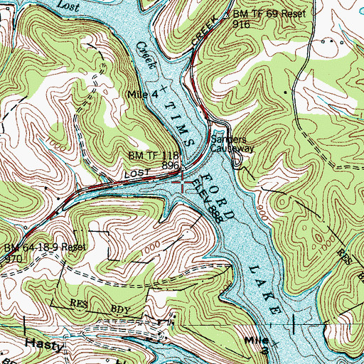 Topographic Map of Hatchett Hollow, TN