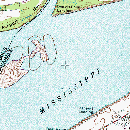 Topographic Map of Ashport Ferry (historical), TN