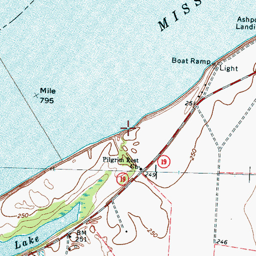 Topographic Map of Ashport Revetment, TN