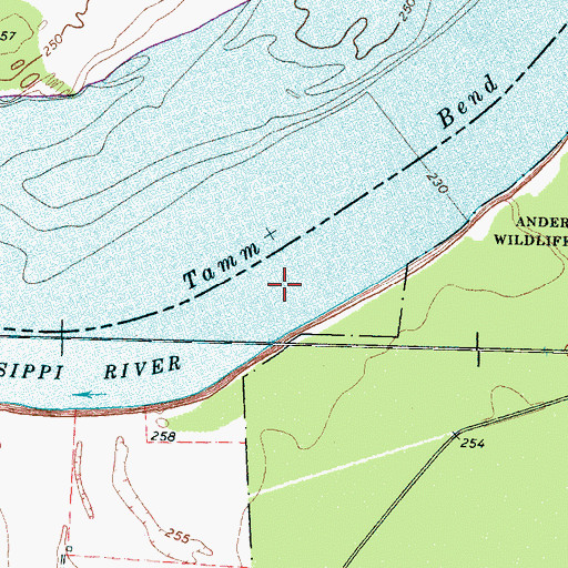 Topographic Map of Barfield Bar, TN