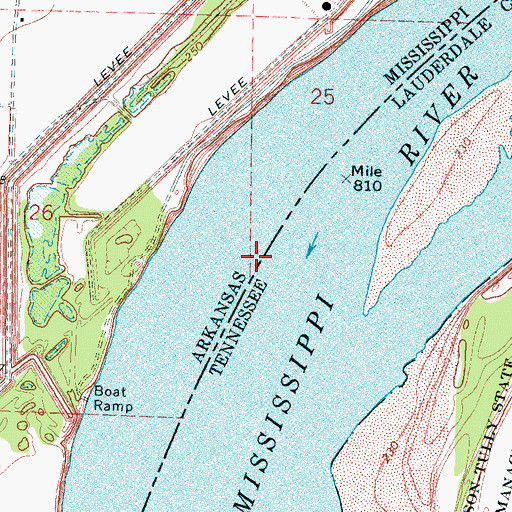 Topographic Map of Barfield Bend, AR