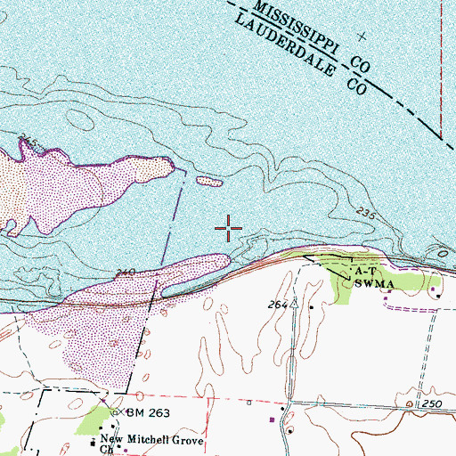 Topographic Map of Below Tamm Bend Dikes, TN