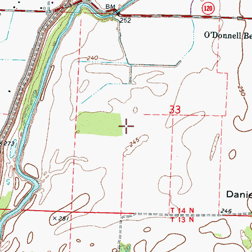 Topographic Map of Daniels Point Revetment, TN