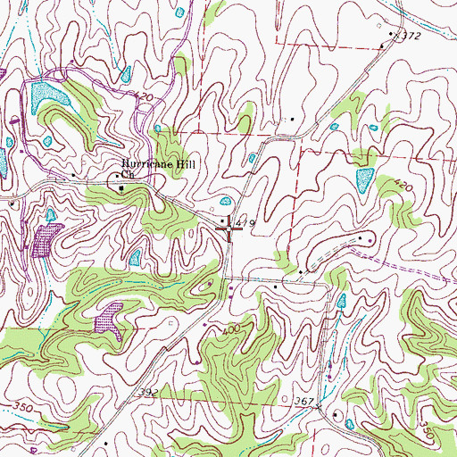 Topographic Map of Hurricane Hill, TN