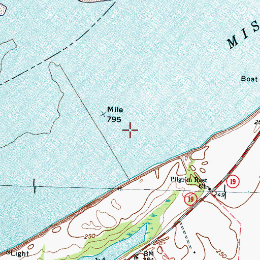 Topographic Map of Kate Aubrey Towhead Bar, TN