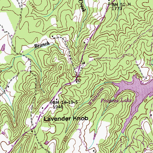 Topographic Map of Slate Springs, TN