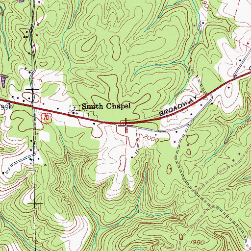 Topographic Map of Smith Chapel, TN