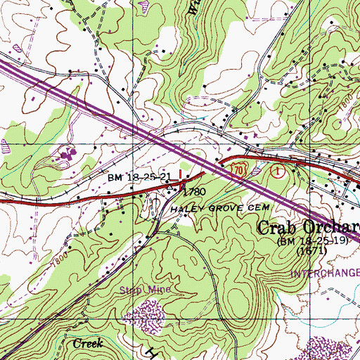 Topographic Map of Haleys Grove, TN