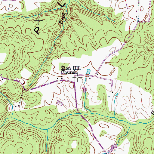 Topographic Map of Burgesstown (historical), TN