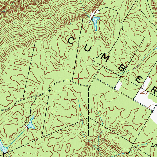 Topographic Map of Sewanee Plateau, TN