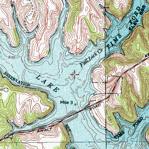 Topographic Map of Awalt (historical), TN