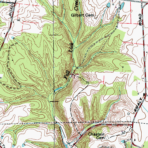 Topographic Map of Pylant Springs, TN