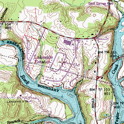 Topographic Map of Lakeside Estates, TN
