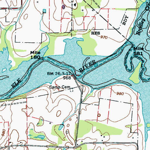 Topographic Map of Kemp Ford (historical), TN