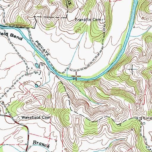 Topographic Map of Wiseman Bend, TN