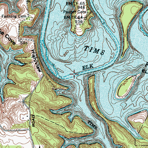 Topographic Map of Owl Hollow Creek, TN