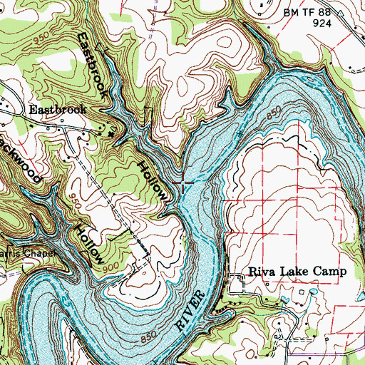 Topographic Map of Bear Branch, TN