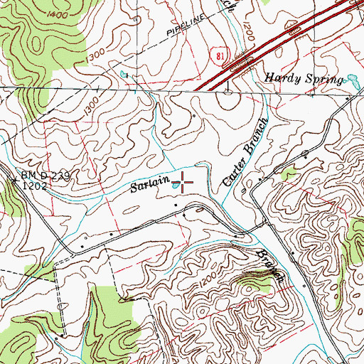 Topographic Map of Blue Hole Spring, TN