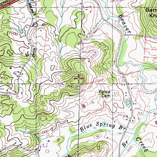 Topographic Map of Branners Knob, TN