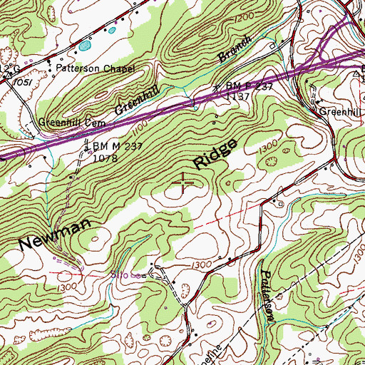Topographic Map of Carmines Mountain, TN