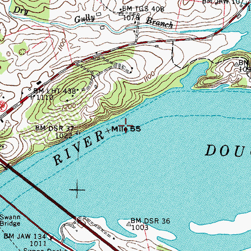 Topographic Map of Copeland Shoals, TN