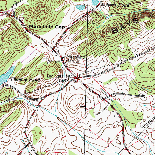 Topographic Map of Edna, TN