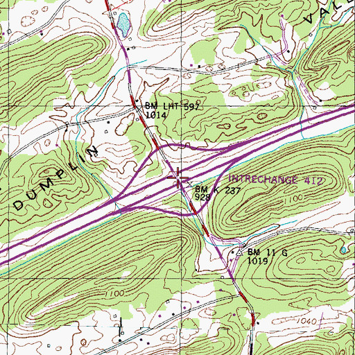 Topographic Map of Interchange 412, TN