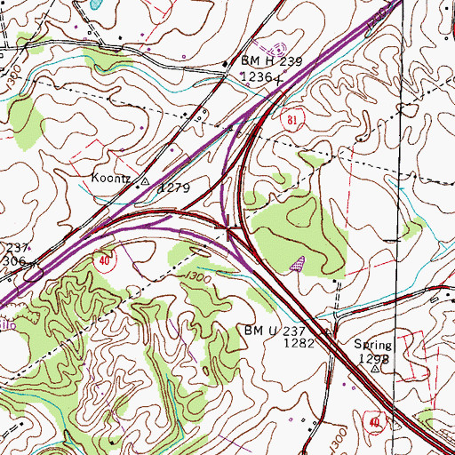 Topographic Map of Interchange 421, TN