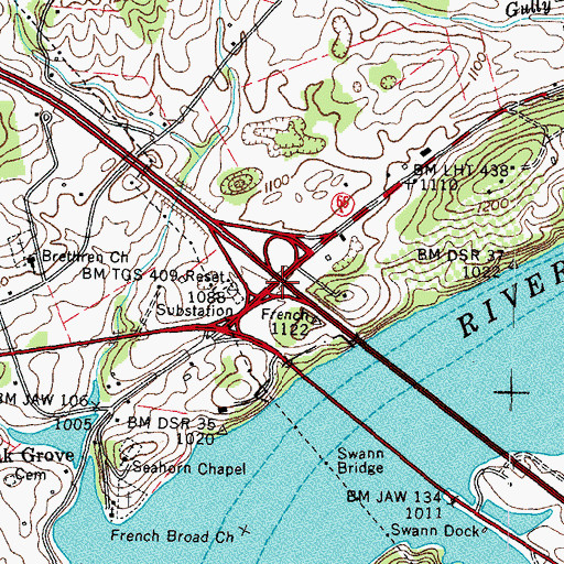 Topographic Map of Interchange 424, TN