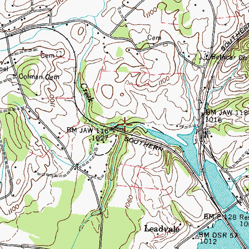 Topographic Map of Lick Branch, TN