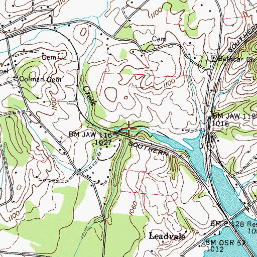 Topographic Map of Lick Branch, TN