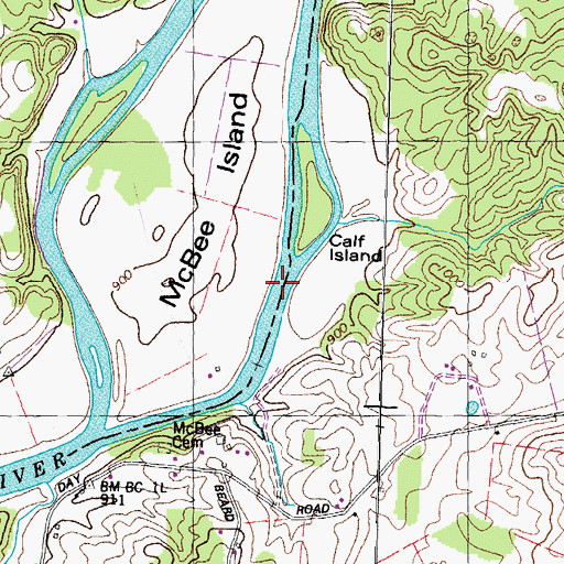 Topographic Map of McBee Ford, TN