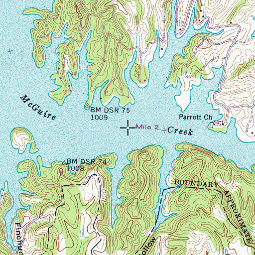 Topographic Map of Miller Creek, TN