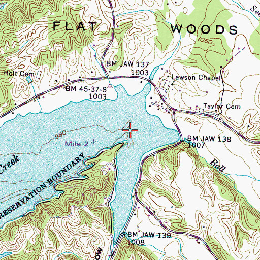 Topographic Map of Muddy Hollow Branch, TN