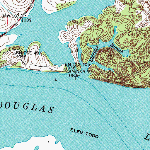 Topographic Map of Sand Branch, TN