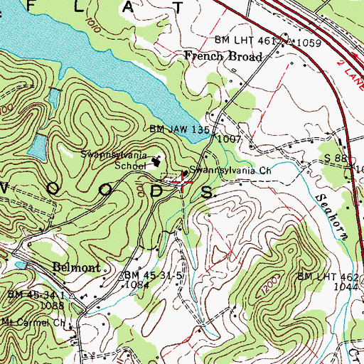 Topographic Map of Swannsylvania, TN