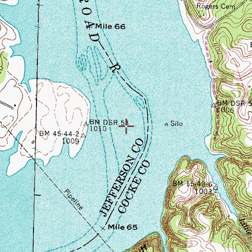 Topographic Map of Ten Islands (historical), TN