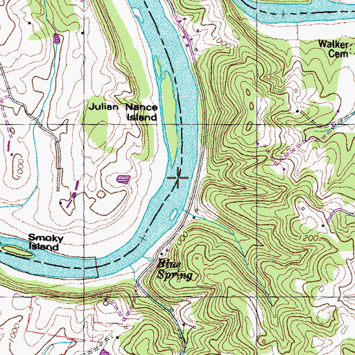 Topographic Map of Trogdons Ford, TN