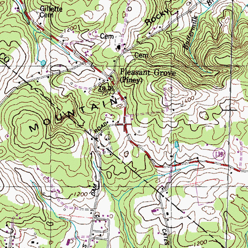 Topographic Map of Williams Gap, TN