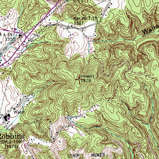 Topographic Map of Big Knob, TN