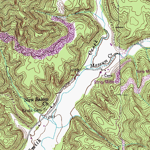 Topographic Map of Bowl (historical), TN