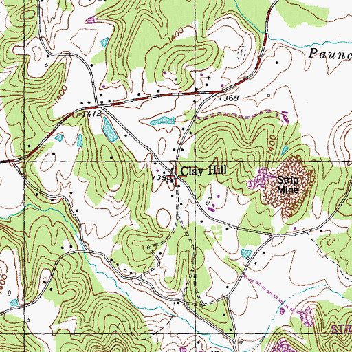 Topographic Map of Clay Hill, TN